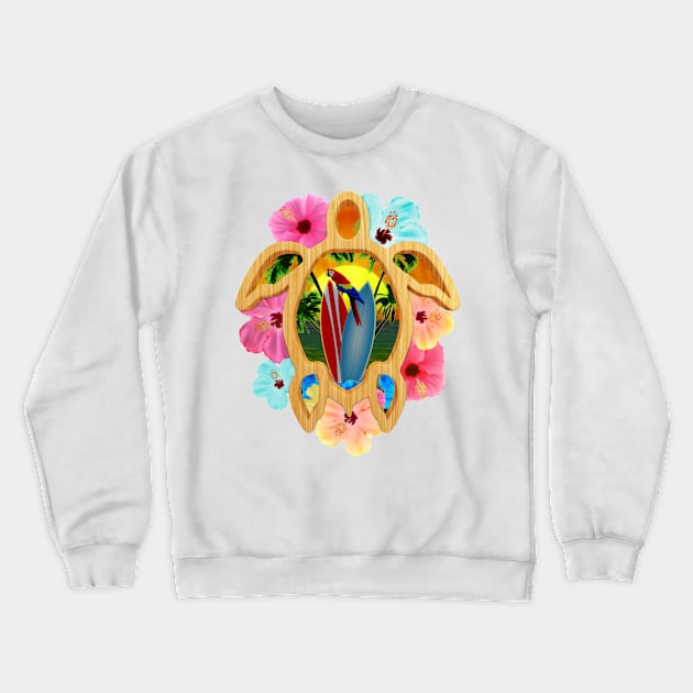 Aloha Tropical Honu Sea Turtle Crewneck Sweatshirt by macdonaldcreativestudios